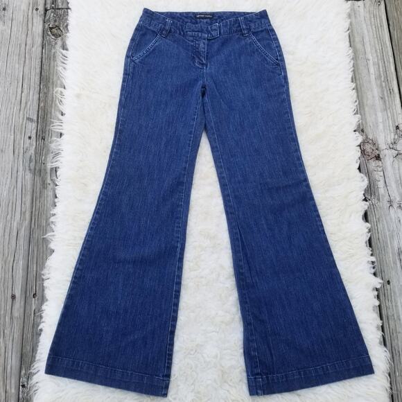 Y2K Flare Jeans NY & CO Size 2 Dark Stretch Denim Trouser Wide Leg Flared Jean - Picture 1 of 9